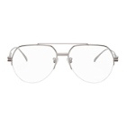 Bottega Veneta Silver and Transparent Aviator Glasses