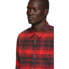 John Elliott Red Plaid Straight Hem Shirt