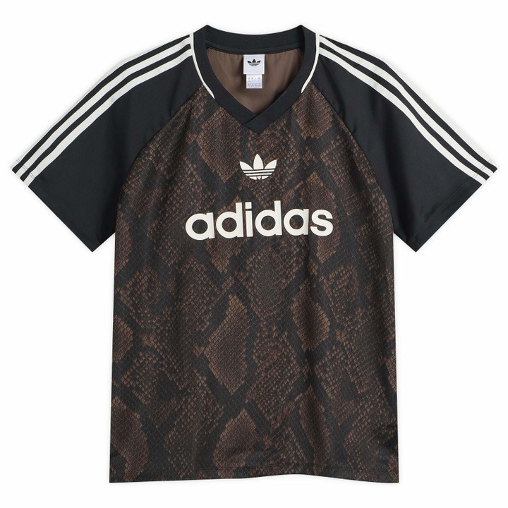 Photo: Adidas Women's Satin Jersey in Earth Strata/Aurora Coffee