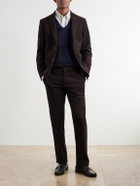 Mr P. - Straight-Leg Brushed Cotton-Blend Twill Suit Trousers - Brown