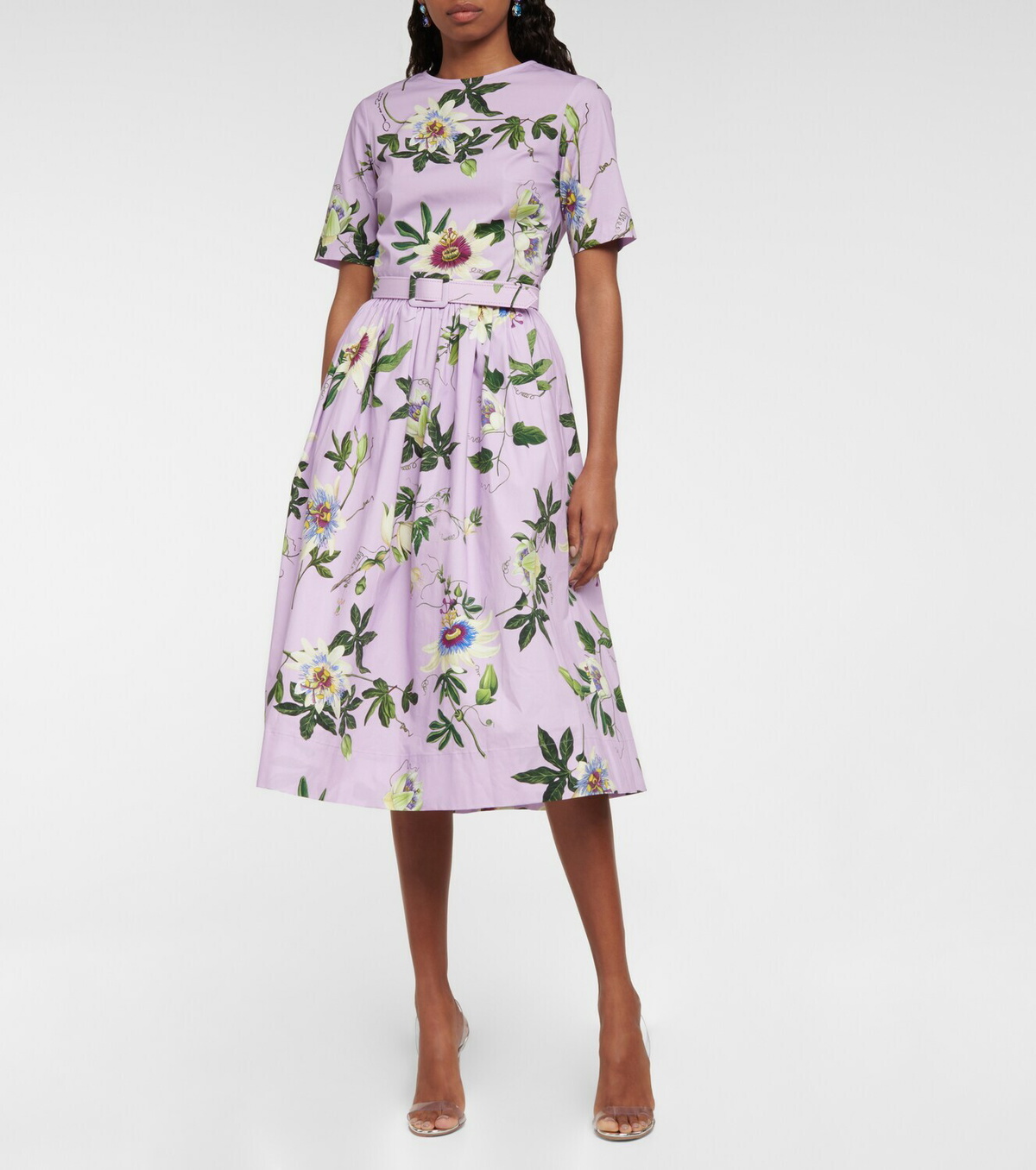 送料関税込★Oscar de la Renta★花柄ブレンドポプリンミディ Oscar de la Renta Printed poplin midi dress Oscar de la Renta