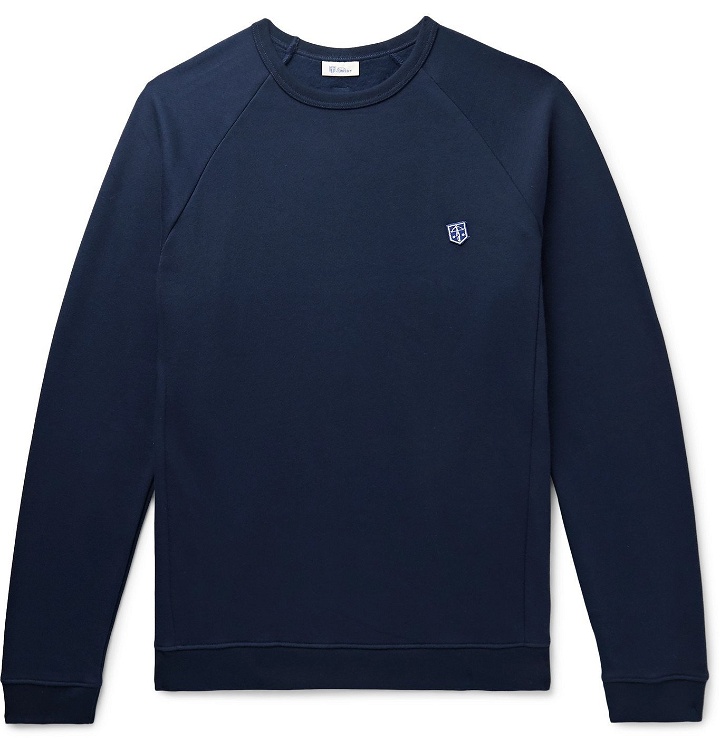 Photo: Schiesser - Vincent Logo-Appliquéd Fleece-Back Cotton-Jersey Sweatshirt - Blue