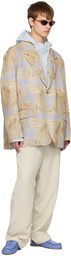 Acne Studios Blue & Beige Printed Blazer