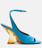 Dries Van Noten Croc-effect leather wedge sandals