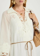 Zimmermann Indra Embroidered Belted Ramie Maxi Dress Ivory