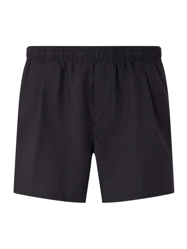Photo: Our Legacy - Boxer Trunk Straight-Leg Mid-Length Seersucker Swim Shorts - Black