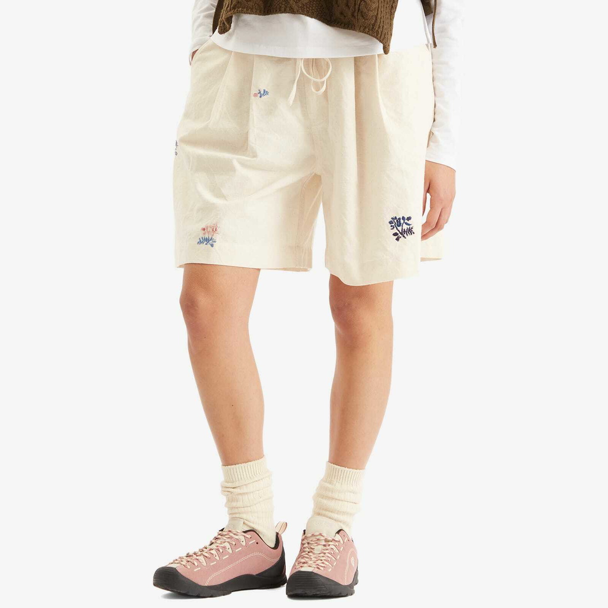 Story mfg. Women's Bridge Shorts in Ecru Interrupted