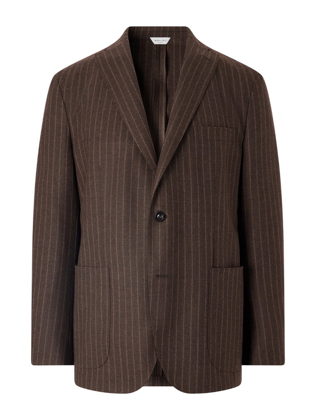 Photo: Boglioli - Pinstriped Virgin Wool-Flannel Suit Jacket - Brown