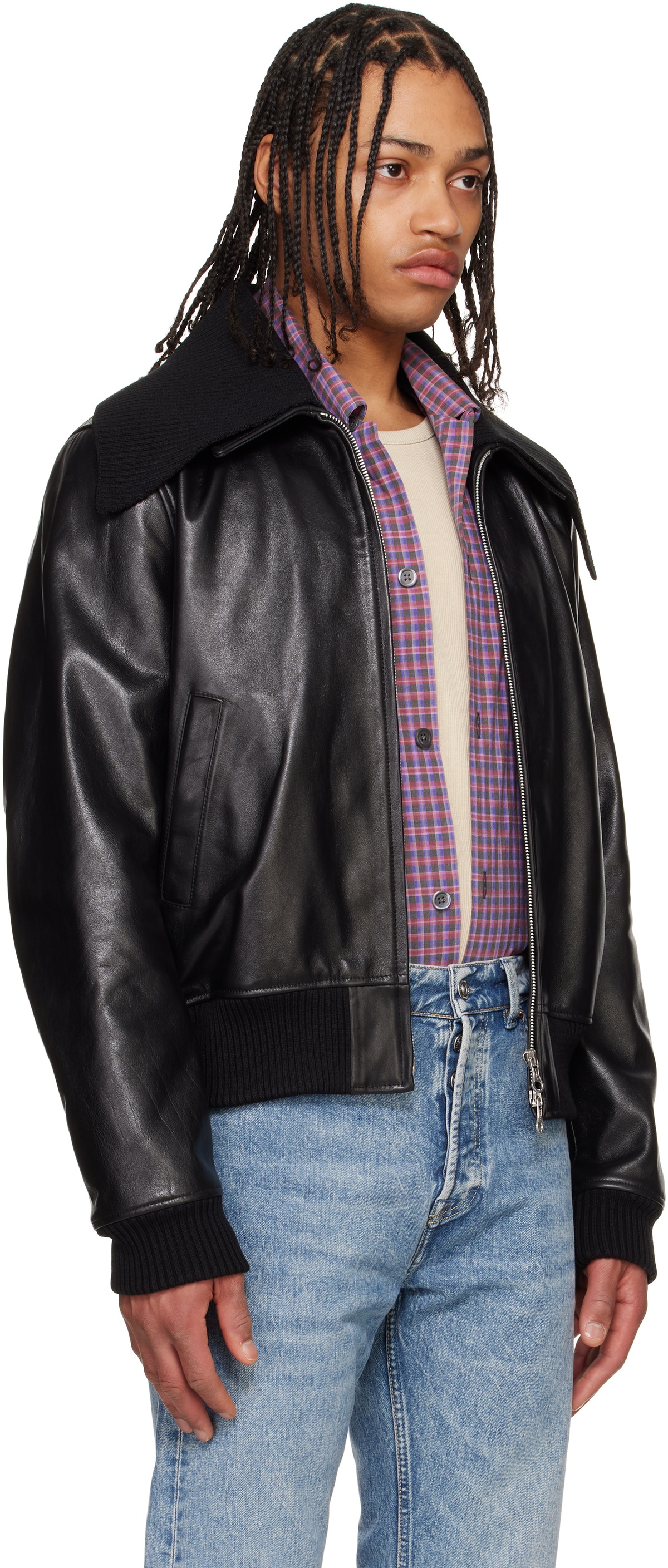 OUR LEGACY Black Pharos Leather Bomber Jacket Our Legacy