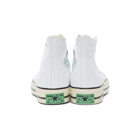 Converse White and Green Chuck 70 High-Top Sneakers