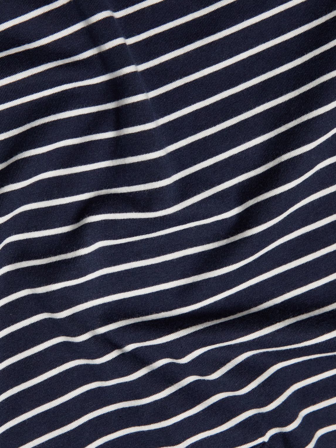 Hemen Biarritz - Niko Slim-Fit Striped Organic Cotton-Jersey Henley T-Shirt - Blue