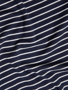 Hemen Biarritz - Niko Slim-Fit Striped Organic Cotton-Jersey Henley T-Shirt - Blue