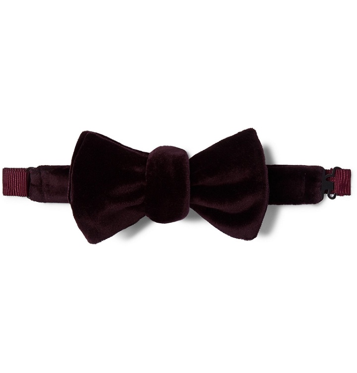 Photo: Richard James - Self-Tie Cotton-Velvet Bow Tie - Burgundy