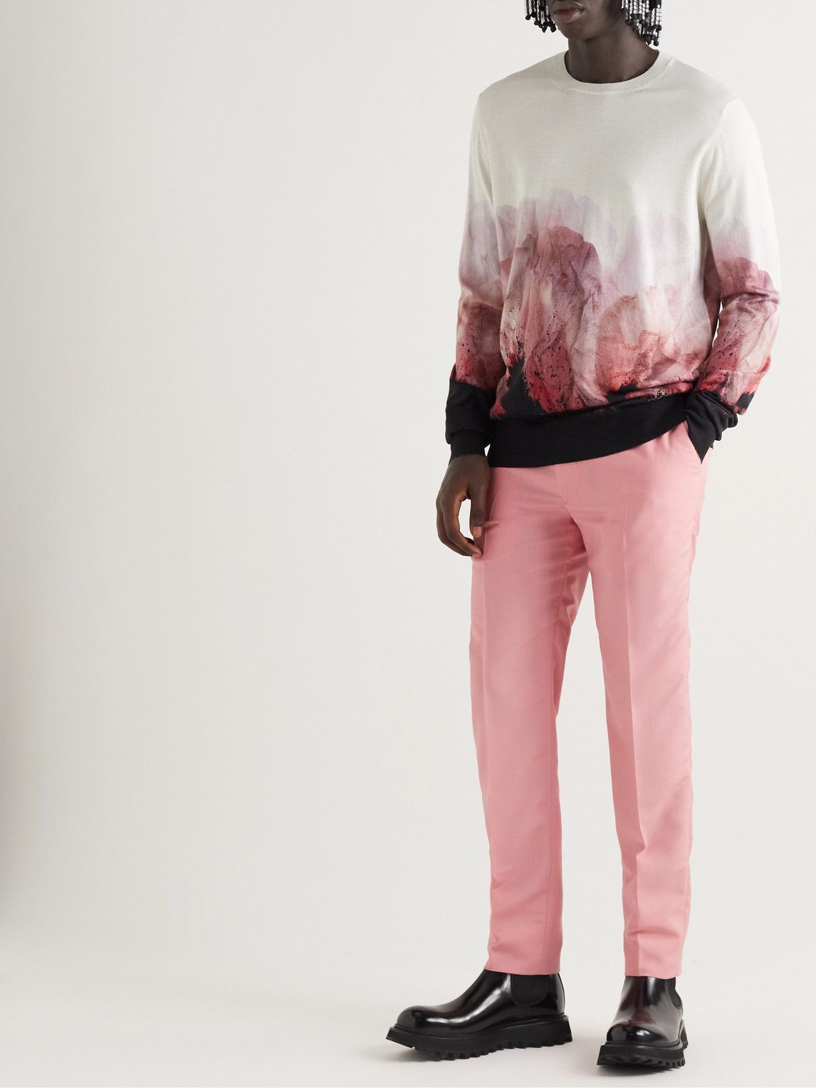 Pantalon Droit Femme Alexander McQueen En Laine - Taille 42 - Brodé Sur Les Côtés - État Impeccable