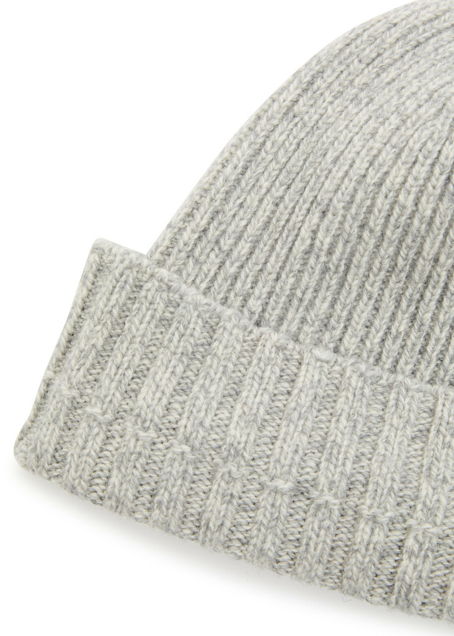 John Smedley Elke Ribbed Cashmere and Wool-blend Beanie - Light Grey - One Size