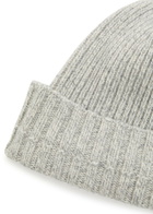 John Smedley Elke Ribbed Cashmere and Wool-blend Beanie - Light Grey - One Size