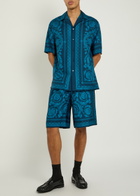 Versace Printed Silk Shorts Blue