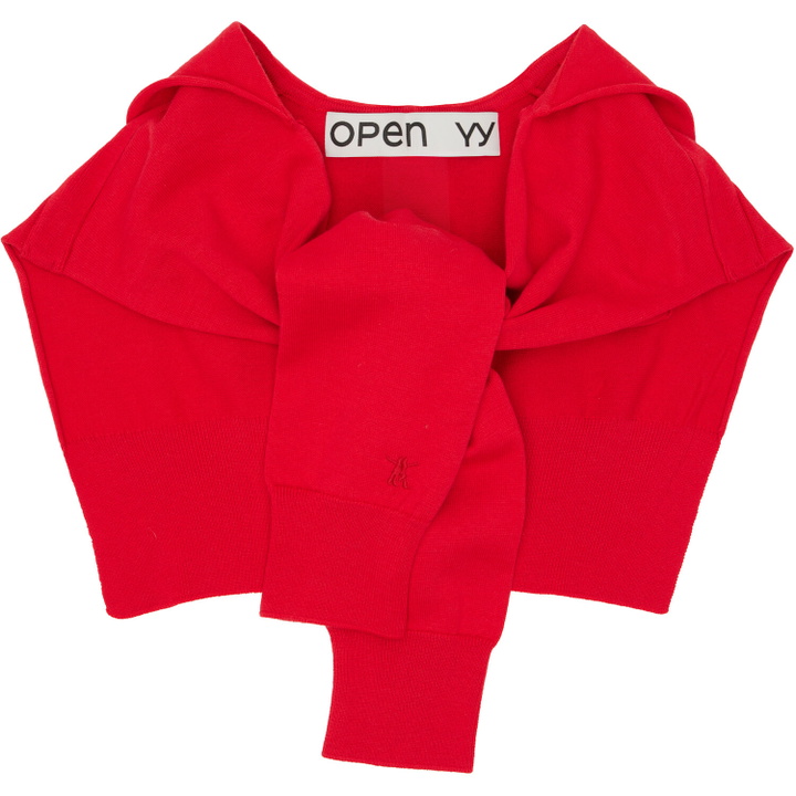 Photo: OPEN YY Red Hoodie Sleeve Layer Scarf Hood