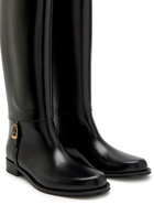 Saint Laurent Julia Glossed Leather Knee-high Boots Black