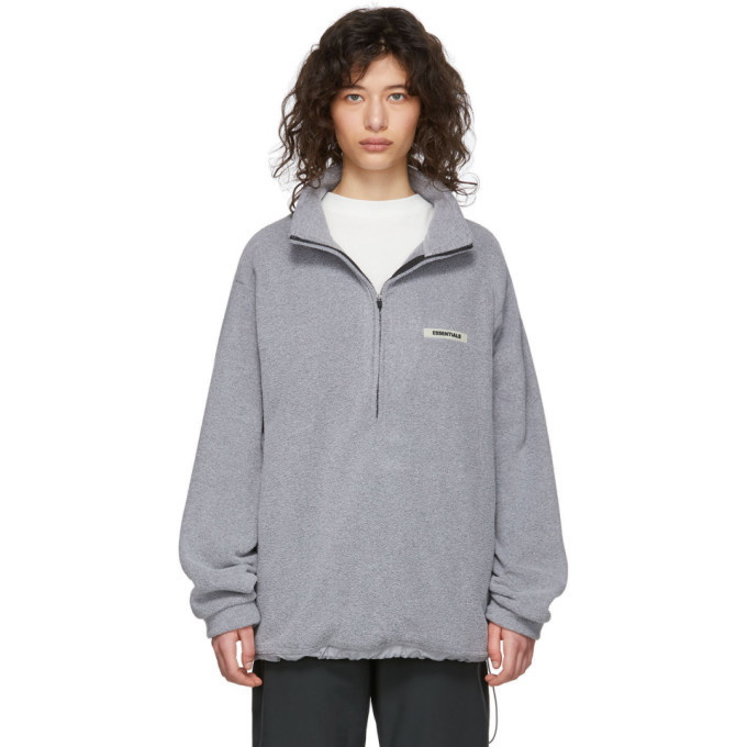 Photo: Essentials Grey Polar Fleece Half-Zip Pullover