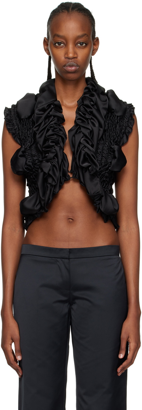 Feben Black Shirred Blouse