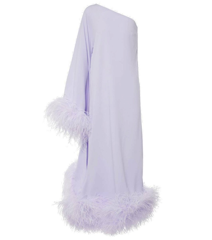 Photo: Taller Marmo Balear feather-trimmed one-shoulder crêpe gown