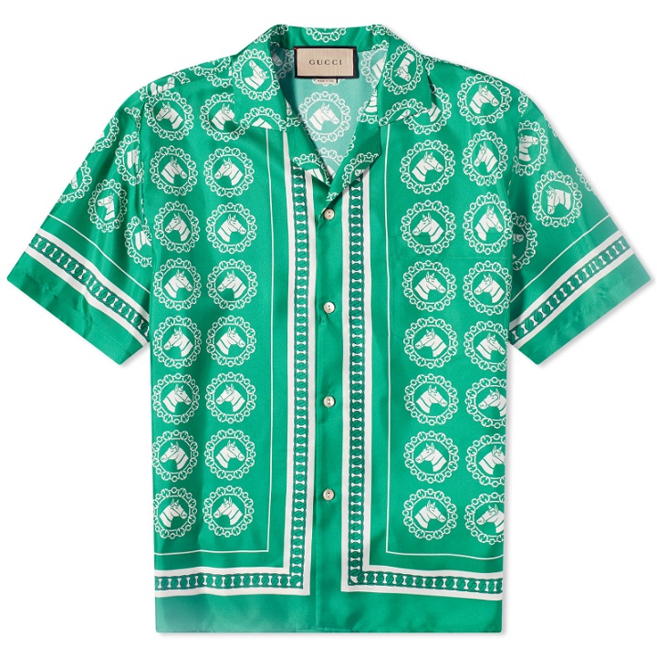 Photo: Gucci Men's Bowling Aloha Shirt in Green