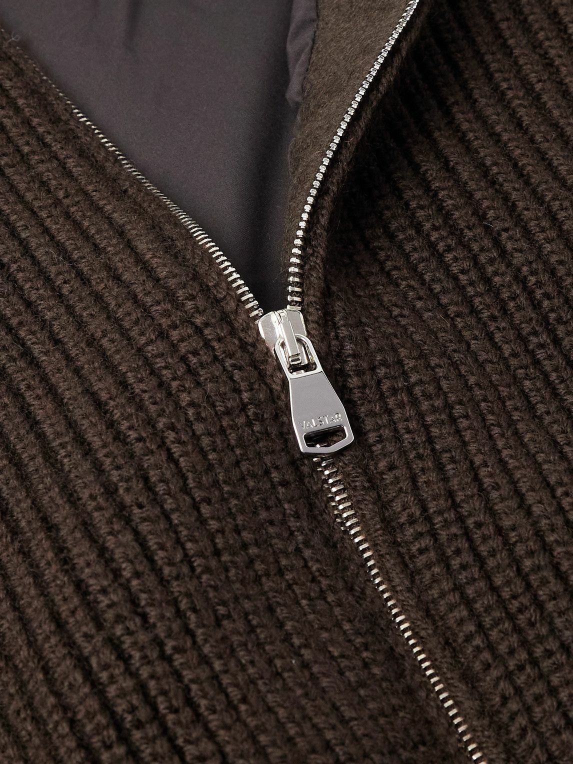 Valstar - Camionaire Ribbed Wool Zip-Up Sweater - Brown