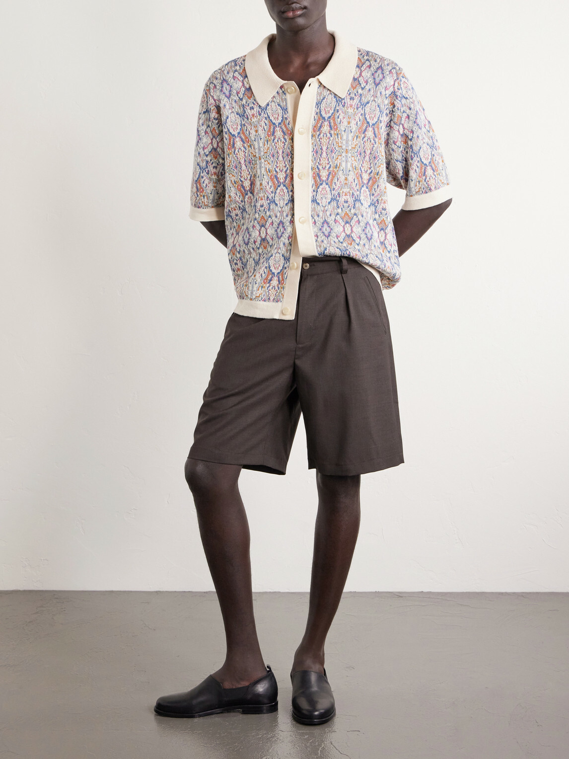 Corridor - Trance Jacquard-Knitted Cotton Shirt - Neutrals