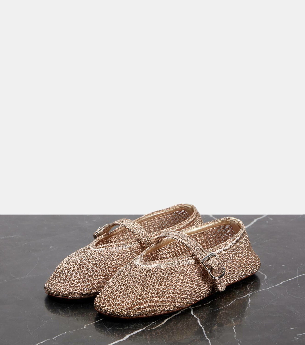 Alaïa Metallic mesh ballet flats