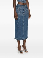 Alessandra Rich Blue Rhinestone Denim Skirt
