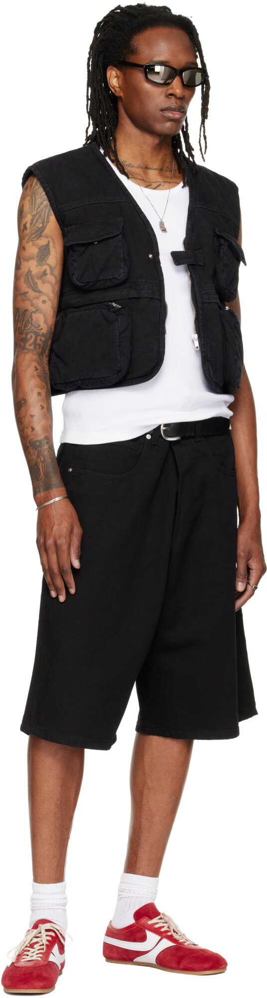 LU'U DAN Black Wadded Cargo Vest