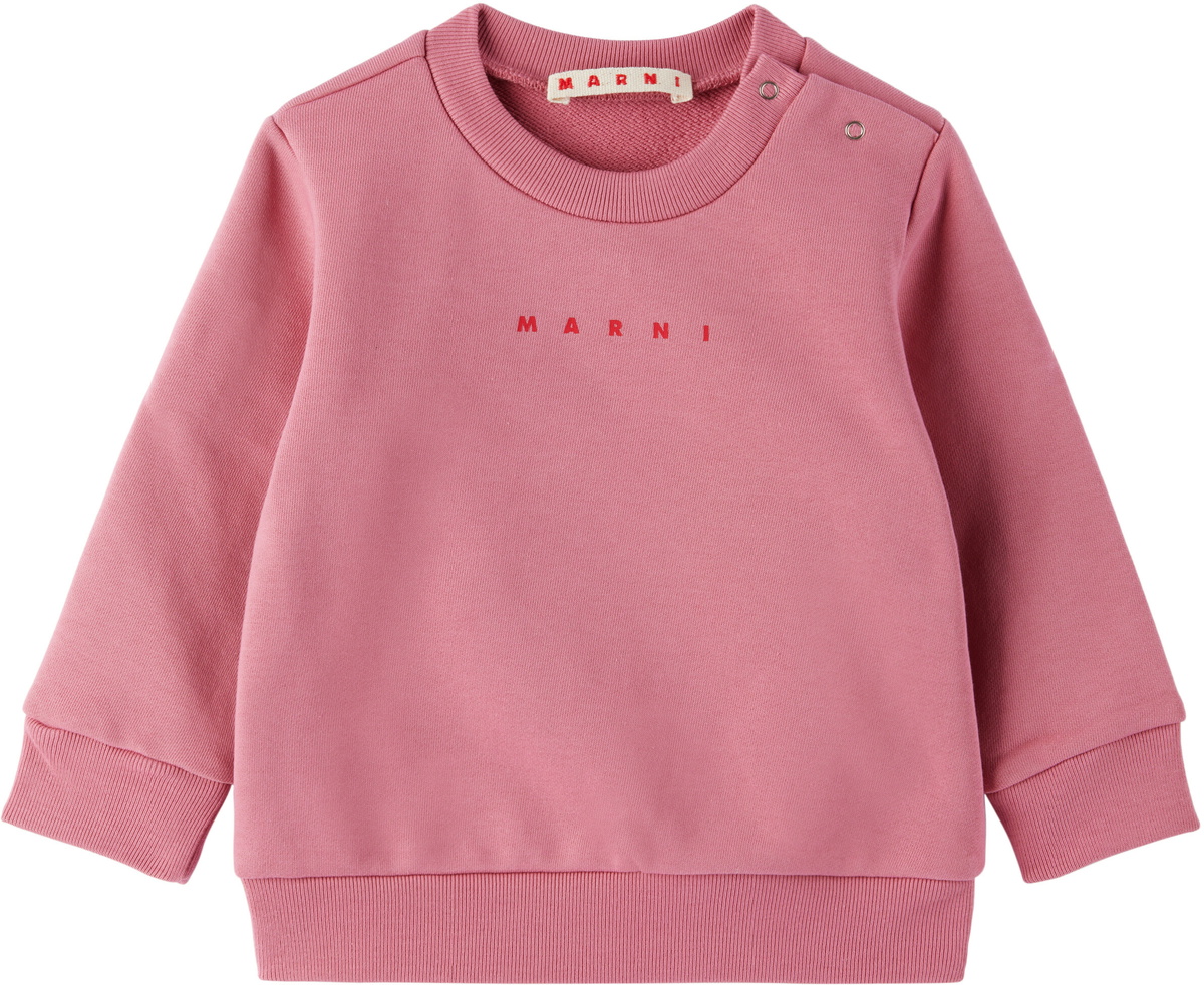 Marni Baby Pink Printed-Logo Sweatshirt