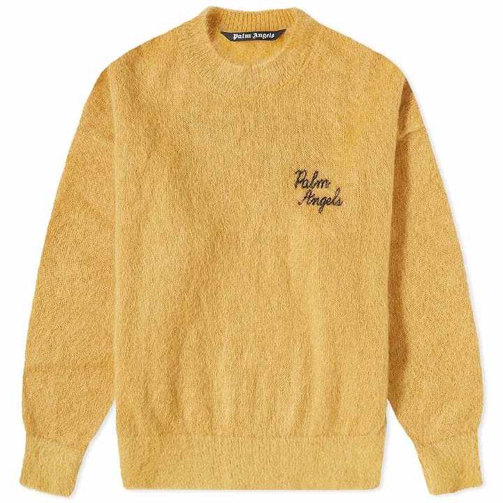 Photo: Palm Angels Men's Back Palm Mohair Knit in Beige/Yellow