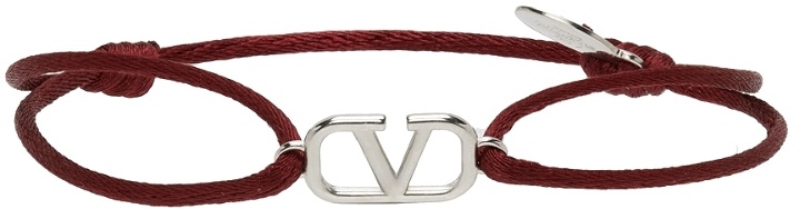 Photo: Valentino Garavani Burgundy & Silver VLogo Bracelet