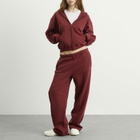 SKIMS Women's Cotton Fleece Classic Zip Up Hoodie in Merlot