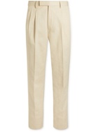 ERMENEGILDO ZEGNA - Pleated Stretch Cotton-Twill Trousers - Neutrals