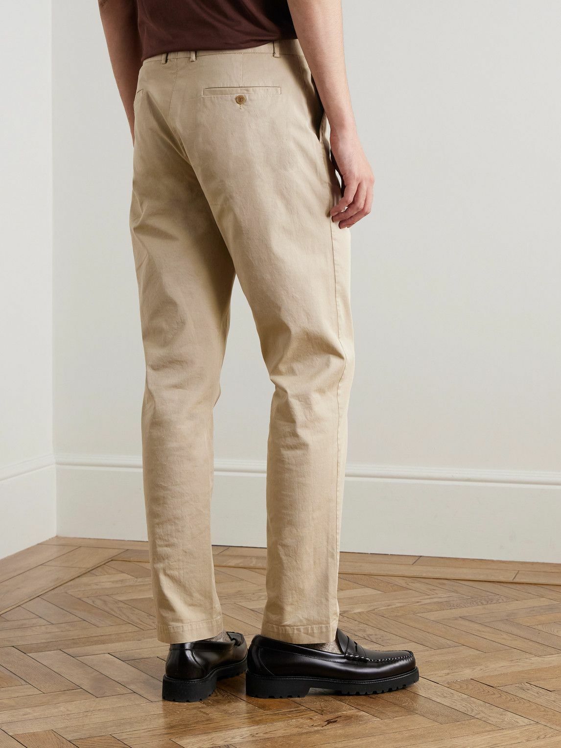 Sunspel - Straight-Leg Cotton-Blend Twill Chinos - Neutrals