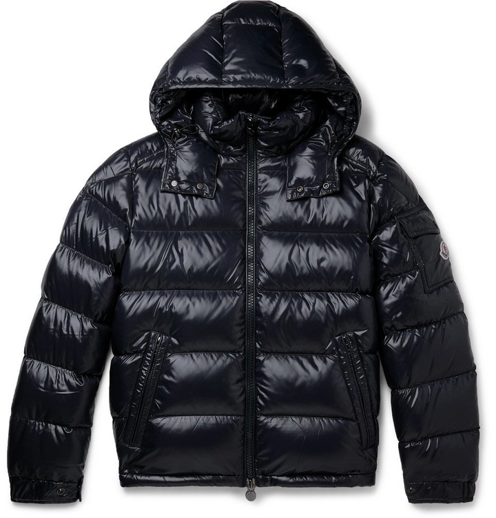 Photo: Moncler - Maya Quilted Glossed-Shell Hooded Down Jacket - Navy