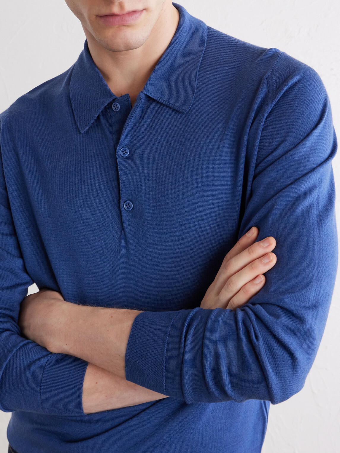 John Smedley - Caverhill Knitted Merino Wool Polo Shirt - Blue