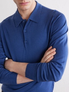John Smedley - Caverhill Knitted Merino Wool Polo Shirt - Blue