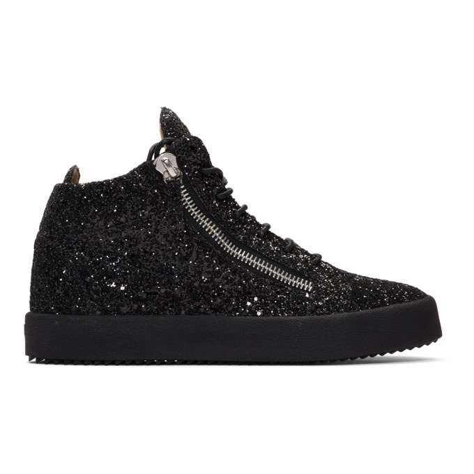 Photo: Giuseppe Zanotti Black Glitter Kriss High-Top Sneakers