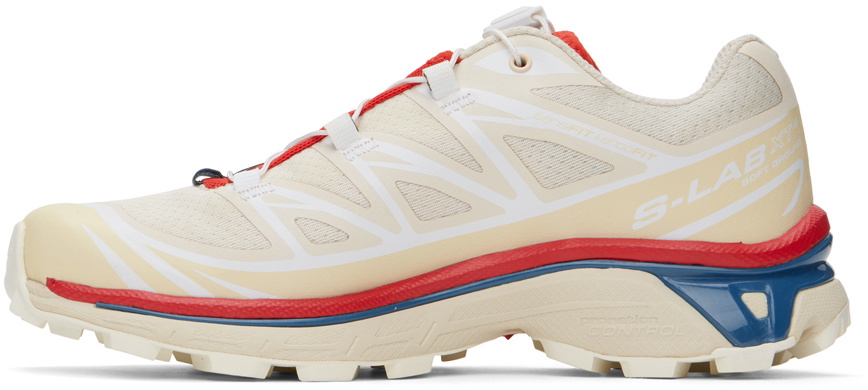 Salomon Beige & Red XT-6 Sneakers Salomon