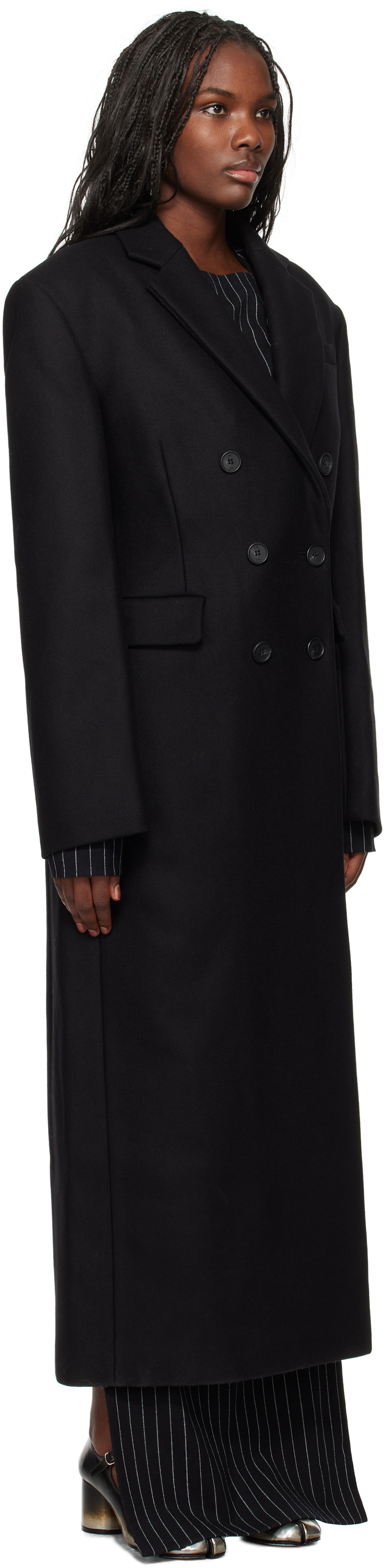 032c Black Portrait Wool Coat