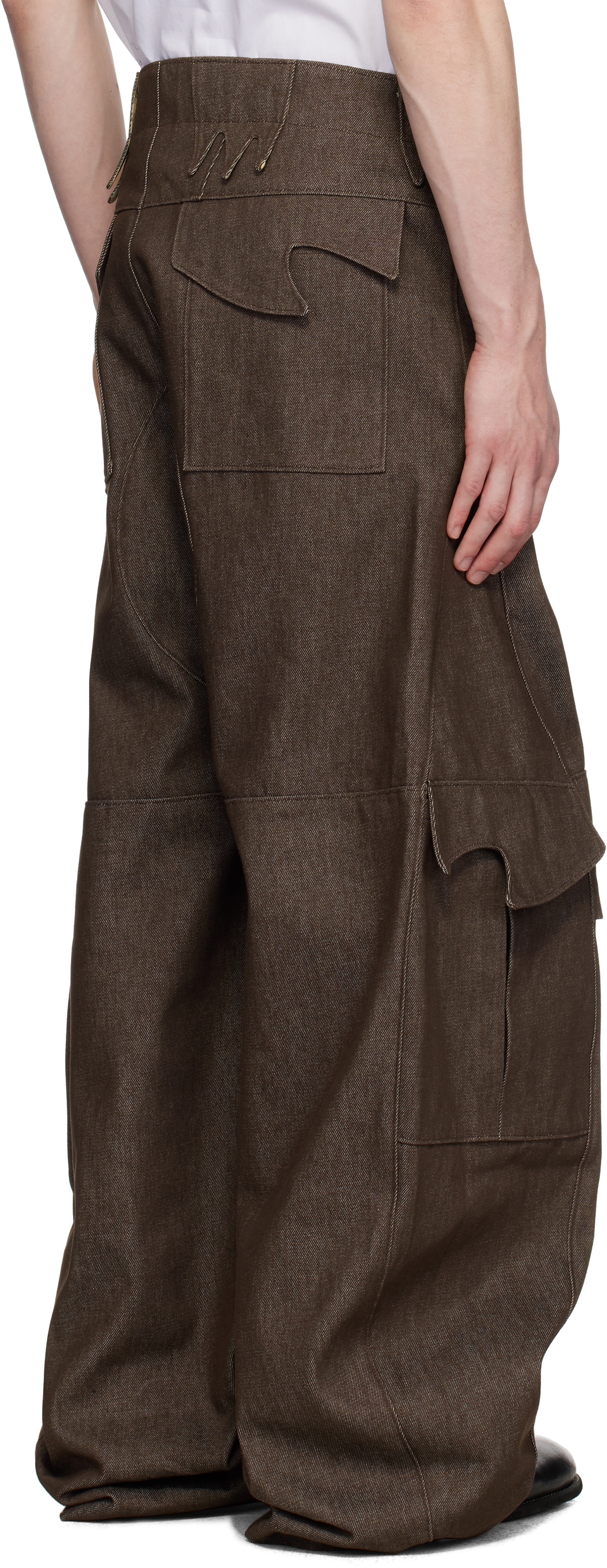 YAKU Brown Grandad Cargo Pants