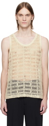 CMMN SWDN SSENSE Exclusive Beige Crocheted Cotton Tank Top