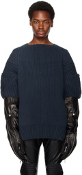System Blue Fringe Sweater