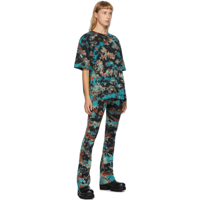 S.R. STUDIO. LA. CA. Multicolor Tie-Dye Tribal Flame Flair Trousers