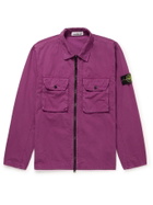 Stone Island - Logo-Appliquéd Garment-Dyed Cotton-Twill Overshirt - Purple