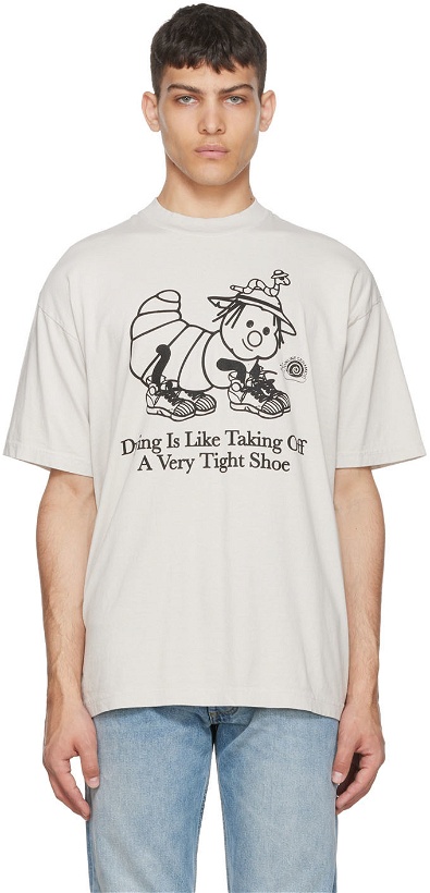Photo: Online Ceramics Gray 'Dying Is Like Taking Off A Very Tight Shoe' T-Shirt